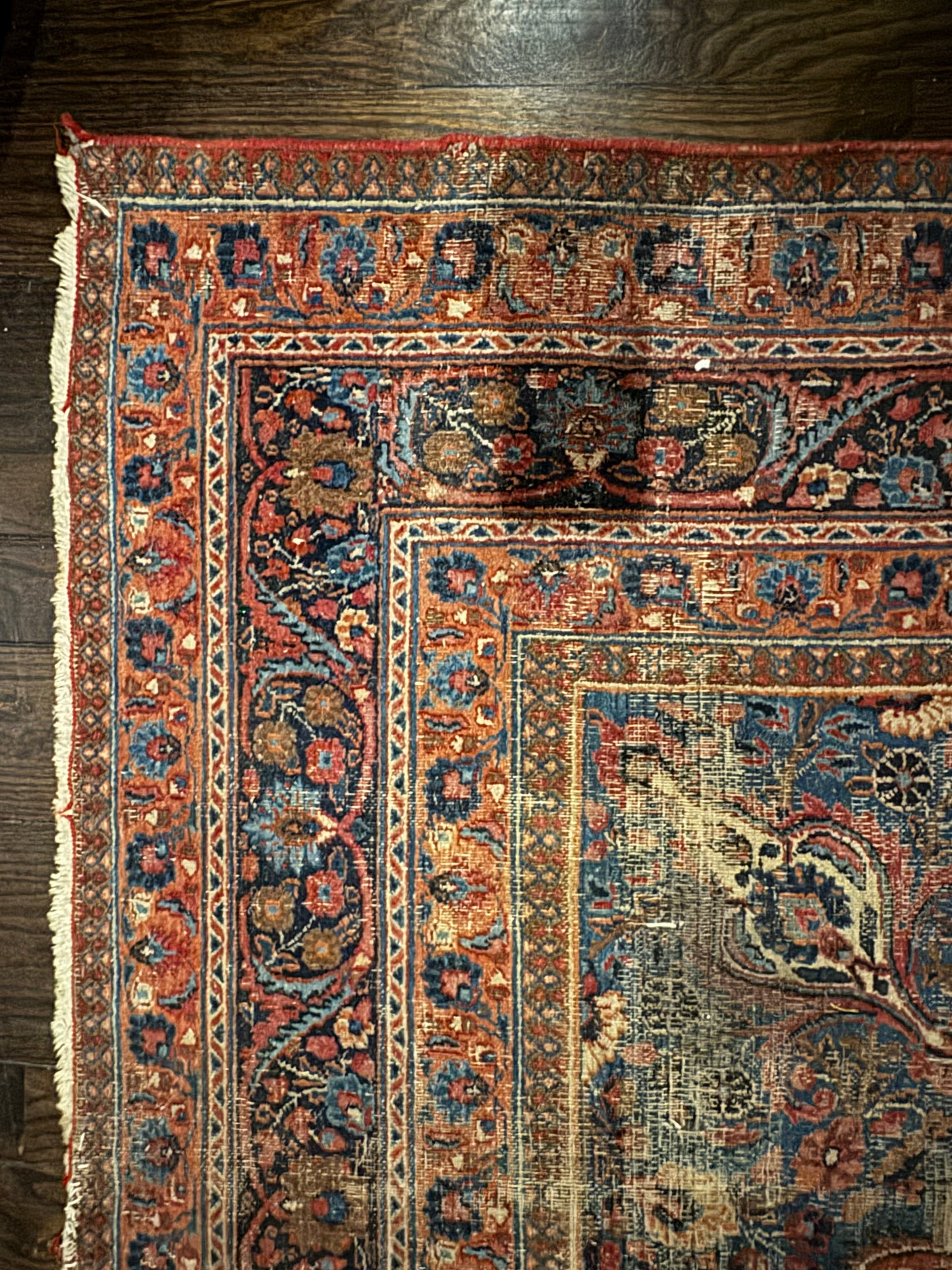 Vintage Persian Sarouk Rug with Red With Black Border