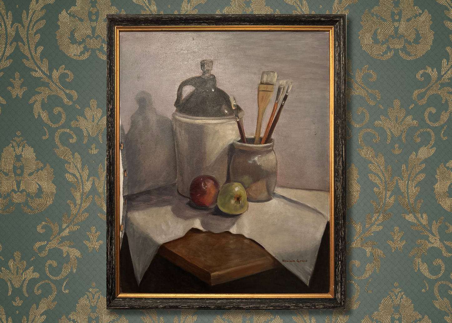 Classic Oil Still Life of Paintbrushes – A Timeless Homage to the Artist’s, Circa 1950's