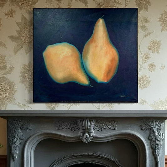 Vintage Modernist Still Life Painting of Pears by Patti Hirsch